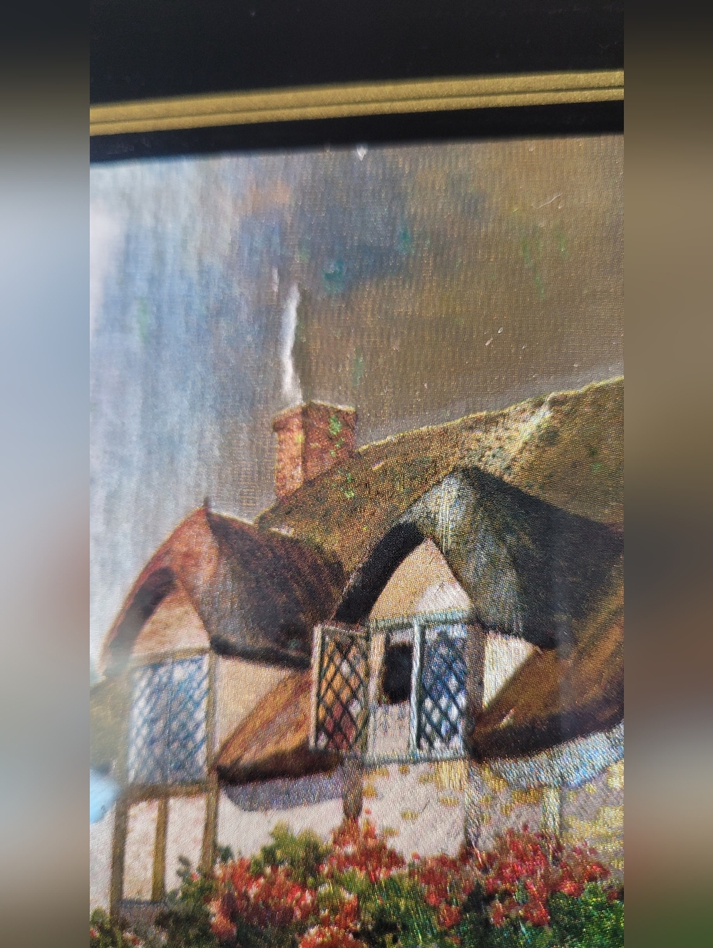 Vintage Foil Print Dufex Cottage By The Lake 70s - Picture 11 of 16
